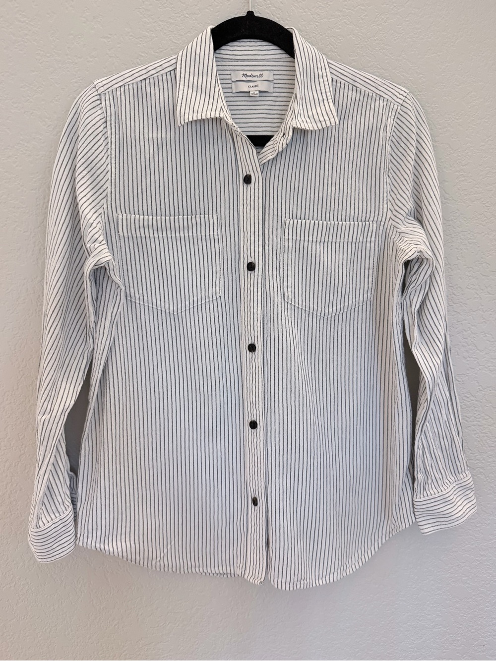 Madewell Classic Stripe Button-Down Shirt White Black Pinstripe Size M